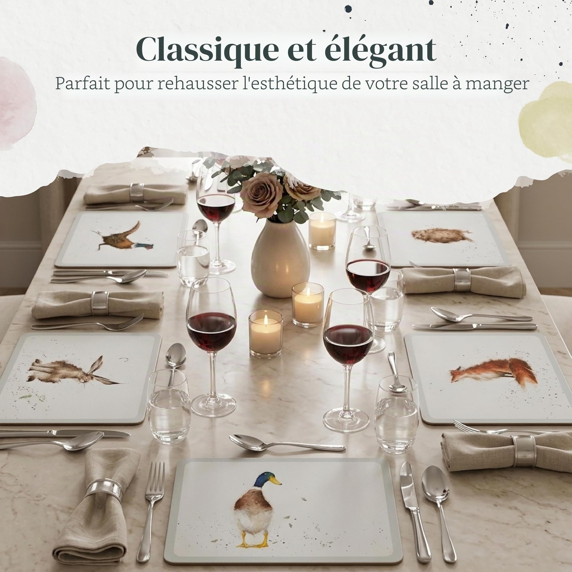 Pimpernel Lot de 6 Sets de Table Motif Animaux Wrendale