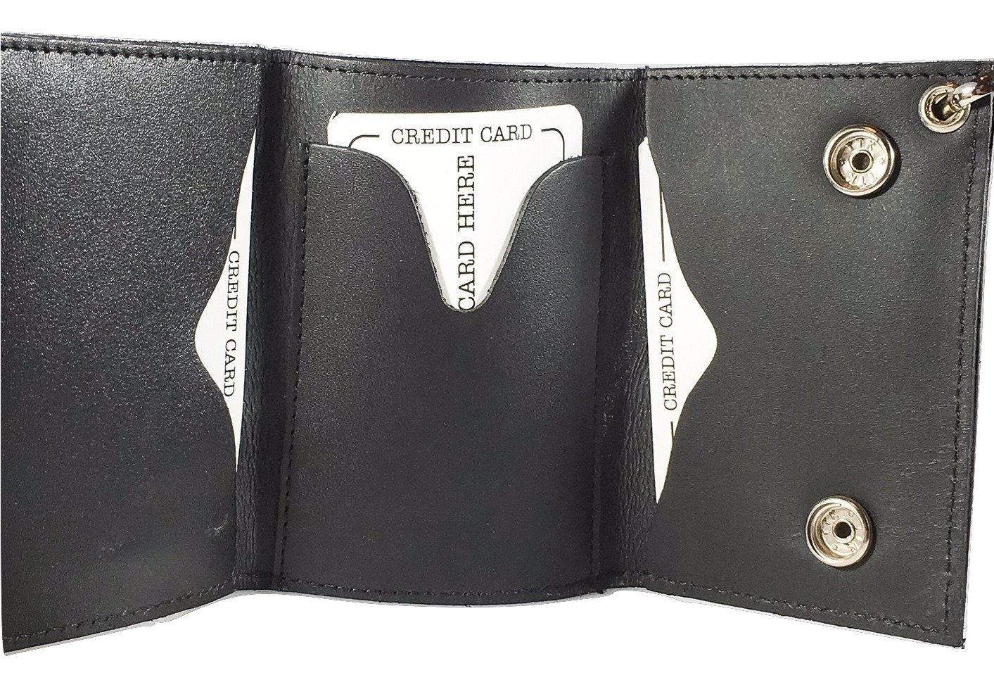 Dangerous Threads Mens 4-Pocket Genuine Leather Motorcycle/BikerTrifold Wallet with Chain