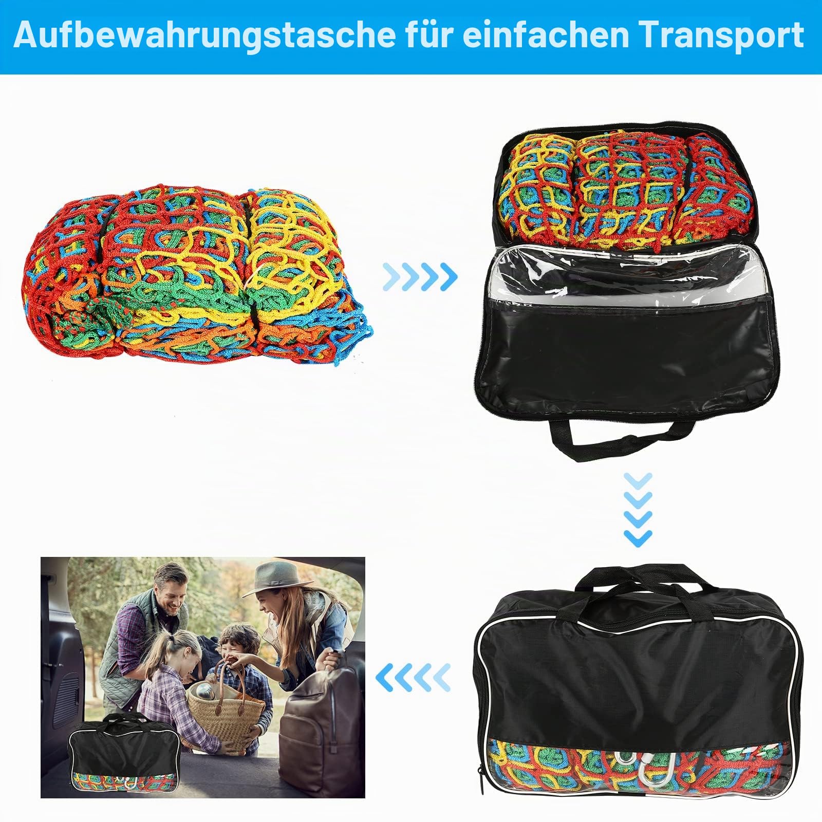 Kletternetz Spielplatz, Doppeltschichten ​Kinder Sicherheitsnetz Klettergerüst Netz Kinder Garten, 3x3M Absturzsicherungsnetz für Spielplatznetz Regenbogenfarben (3 x 3m)