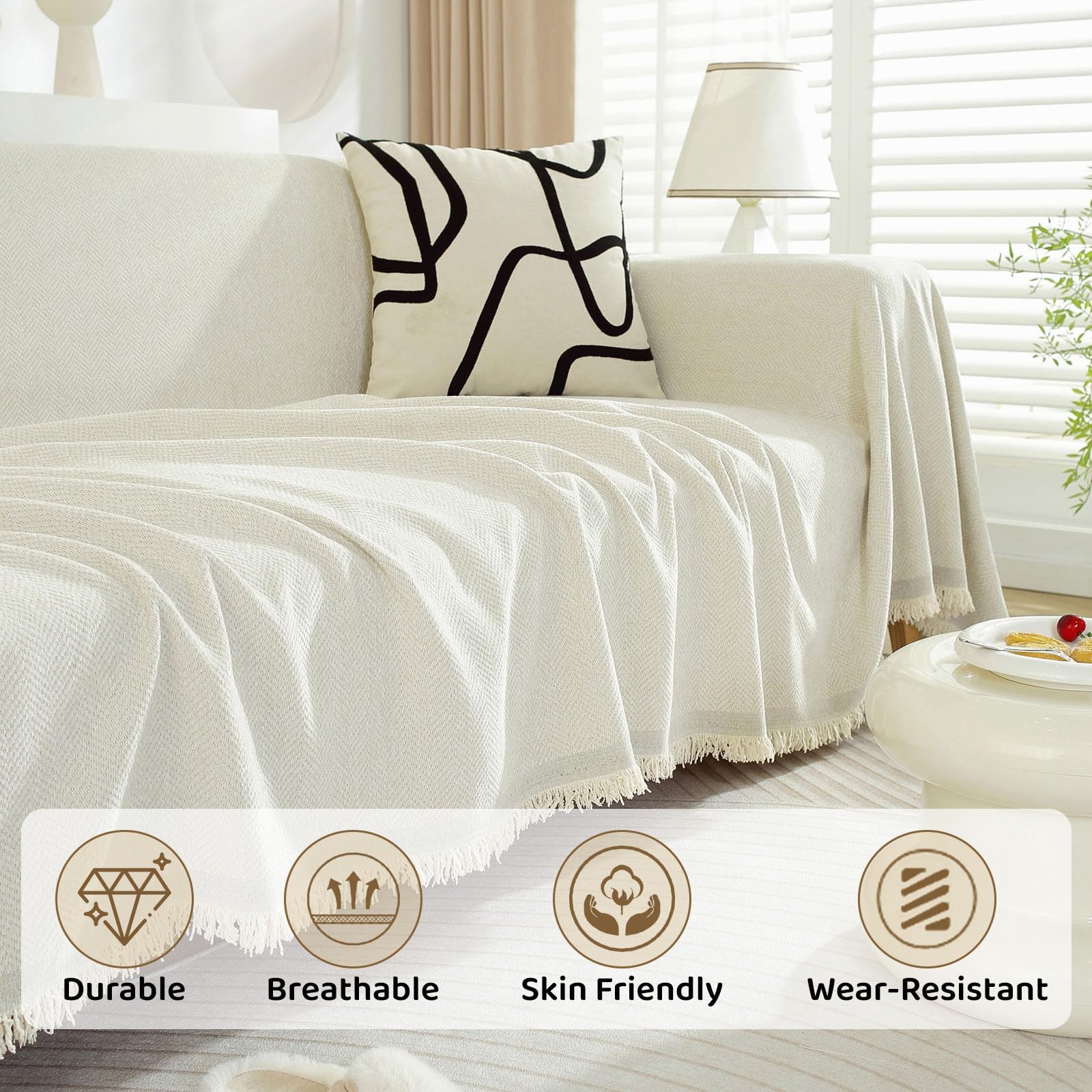 Copridivano Reversibile ROOMLIFE Bohémien Jacquard – Ciniglia Morbida, Antigraffio, 180x300 Cm (Adatto Per 2/3 Posti) - 3