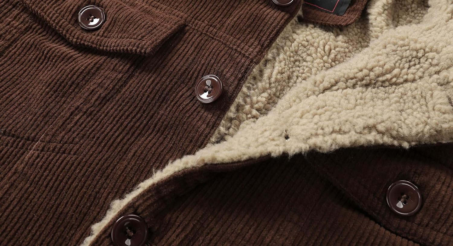 Men's Corduroy Sherpa Lined Warm Jacket Winter Thick Thermal Cargo Jackets Coat - Image 2