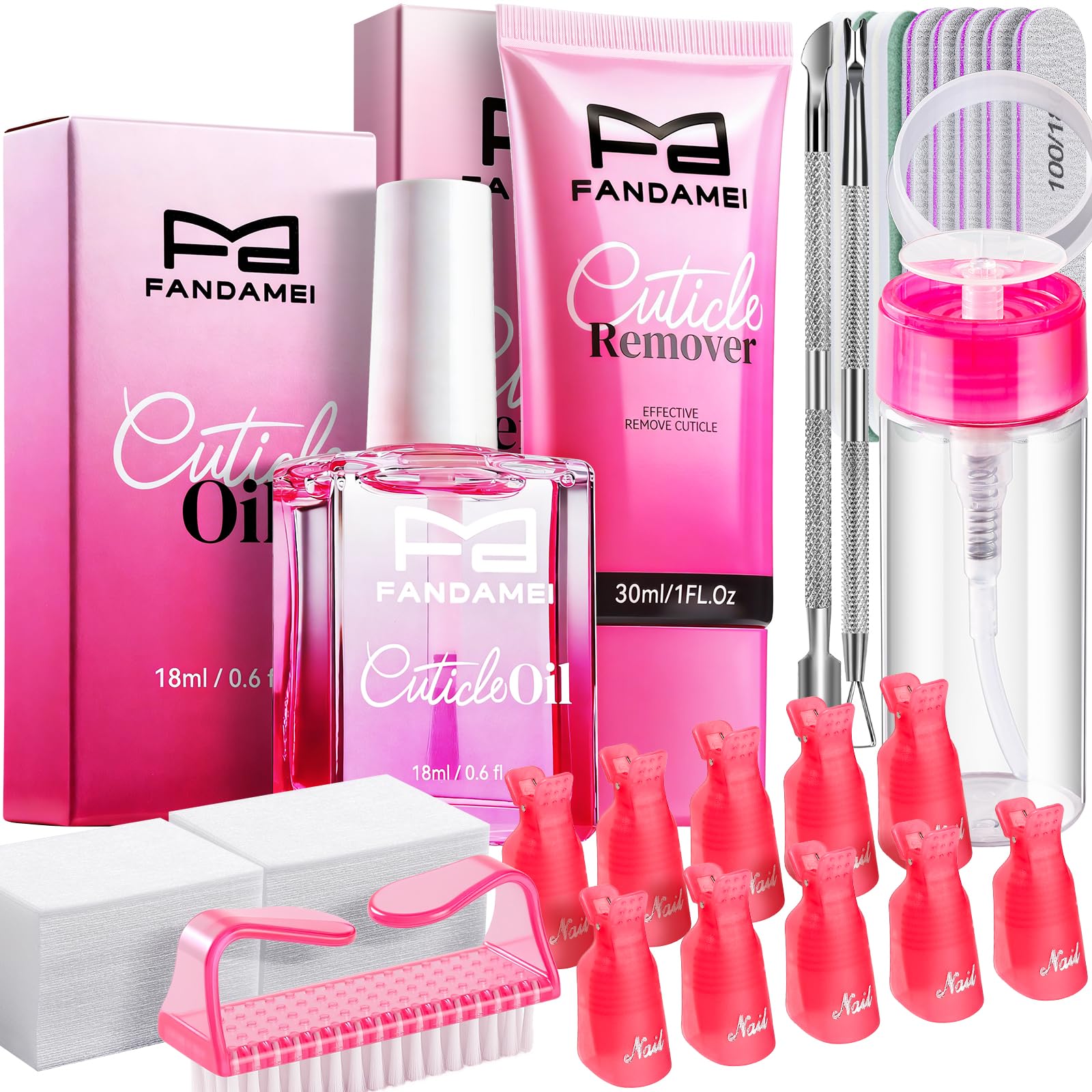 FANDAMEI Cuticle Kit, Cuticle Remover,Nail Care Kit, Manicure Kit For Women