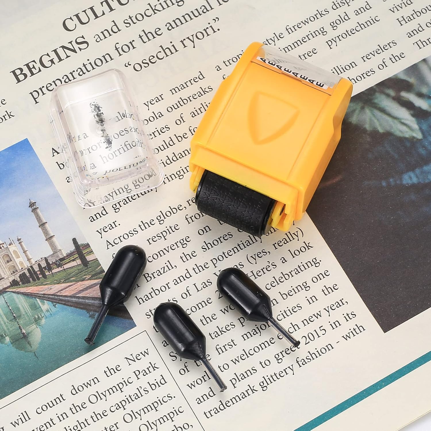 Identity Theft Protection Roller Stamps, 12 Pcs Black Replacement Rolling Ink Refills for Confidential Privacy Security Ink Stamps, to Cover Personal Information Mail Address thumbnail