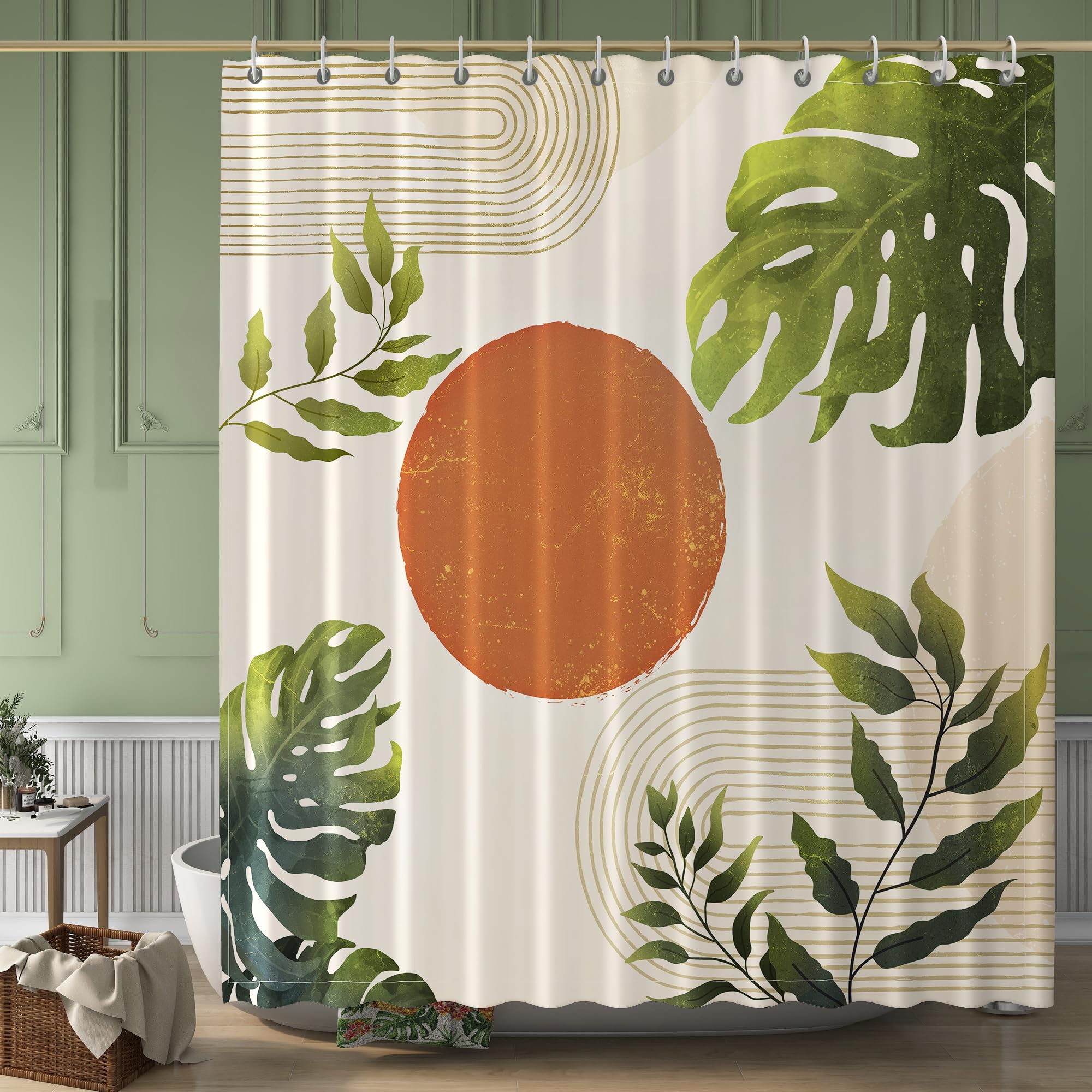 EOSAHR Boho Shower Curtains for Bathroom Decor, Farmhouse Bath Curtain Set for Mid Century Modern Home Decor Accessories - Image 2