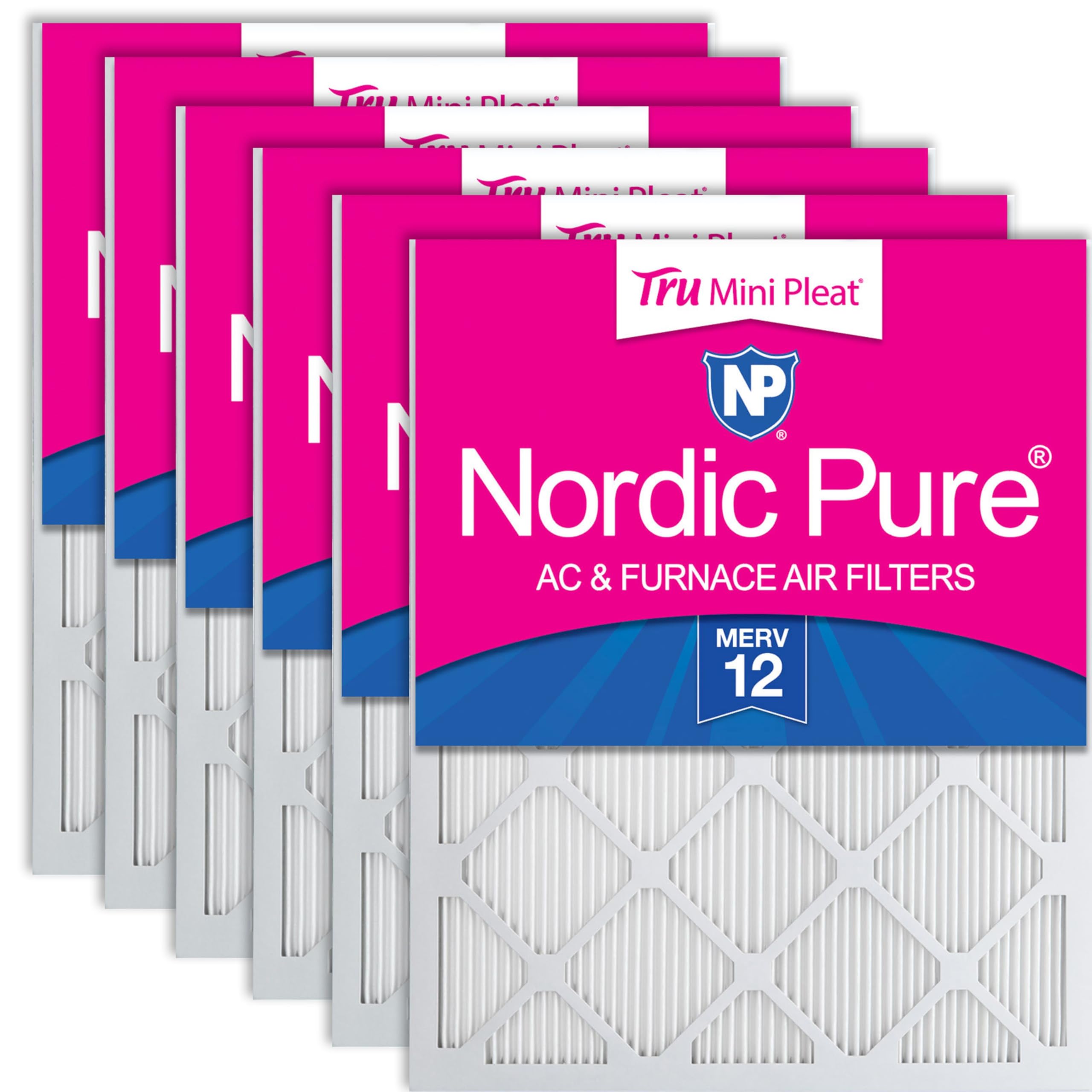 Nordic Pure 10x20x1 Tru Mini Pleat MERV 12 AC Furnace Air Filters 6 Pack