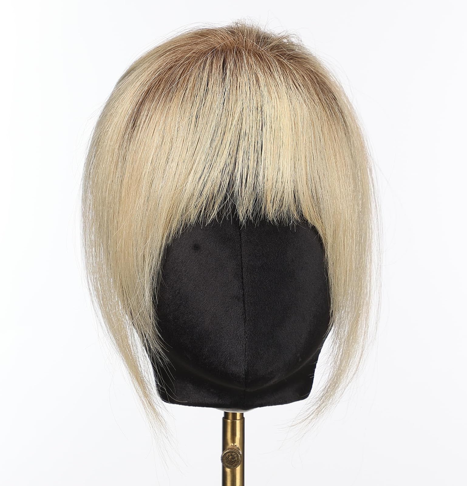 Clip in Bangs, 100% Human Hair Bangs Wispy Bangs Hair Pieces, 3 Secure Clips in Full Fringe French Bangs Natural Thick Volume Fake Bangs for Women Girls Daily Wear (Ombre Light Blonde)