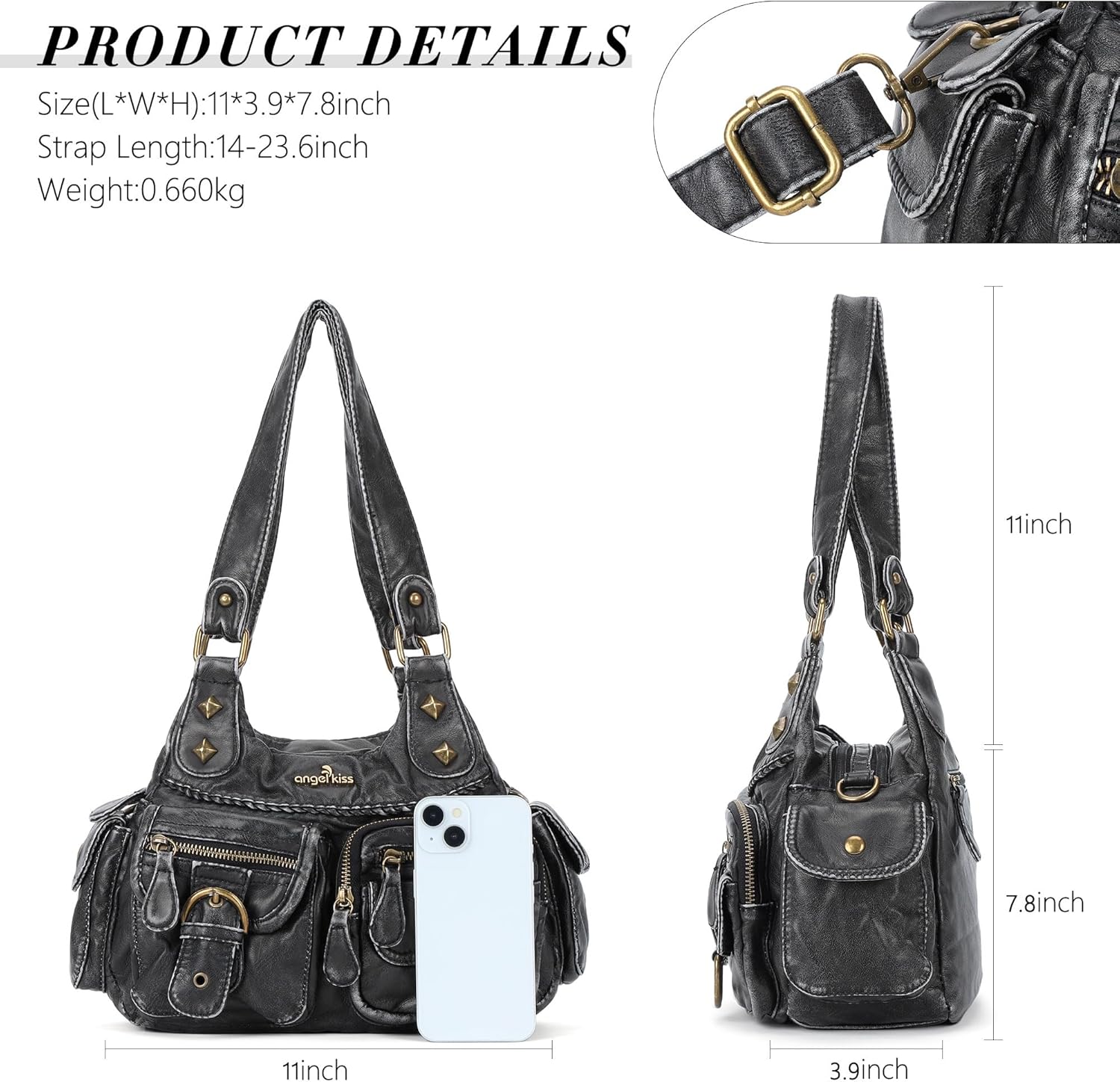 Angel Kiss Hobo Bags for Women Shoulder Bag Shoulder Purses and Handbags Vegan Leather Hobo Handbags Crossbody Bags - Image 4