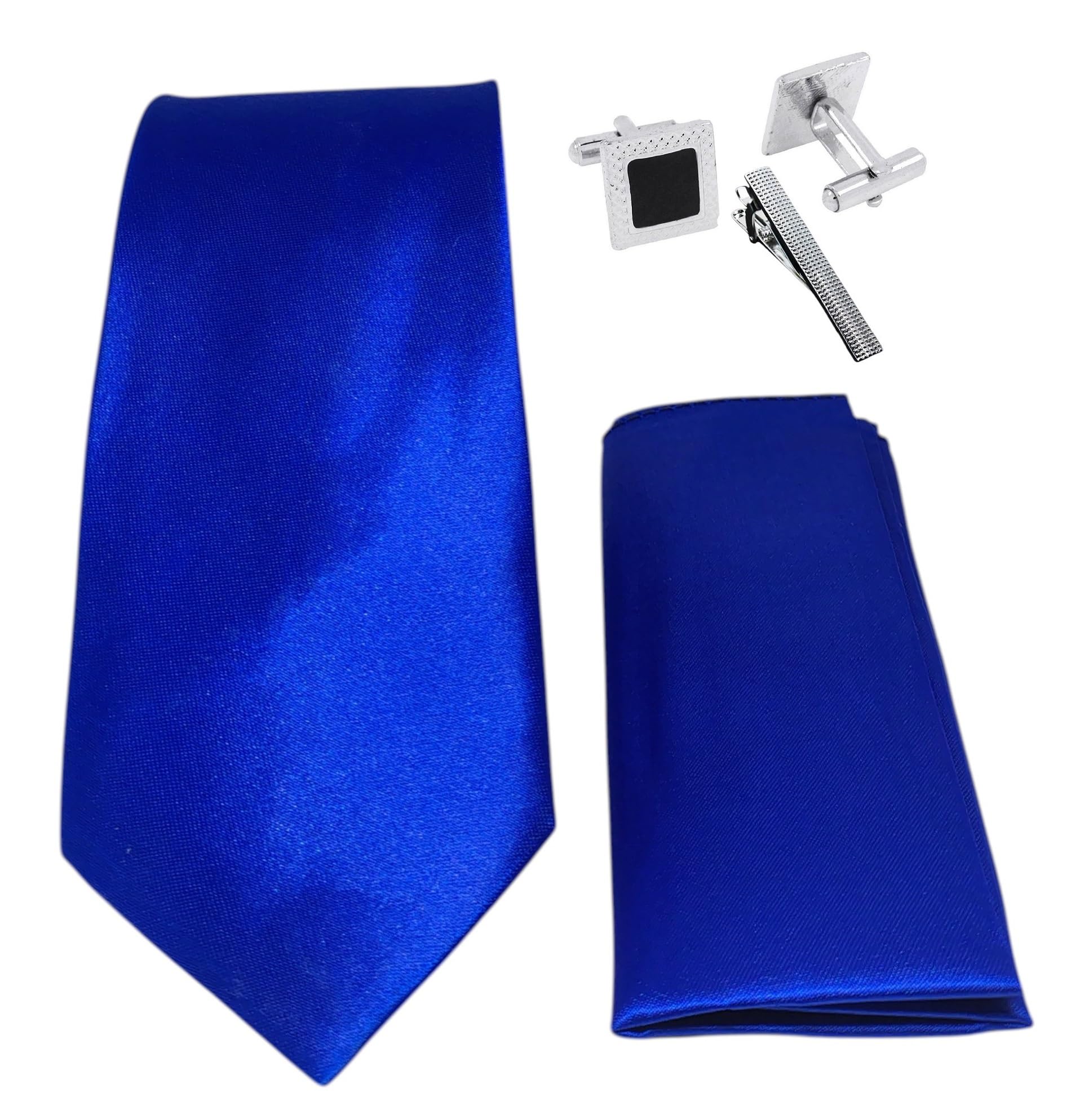 fashmade “where fashion is made” FashMade Premium Italian Silk Tie, Pocket Square with Square Brass Cufflinks & Silver Honeycomb Tie Pin Combo in Leather Gift Box for Men – Formal & Wedding Set tp-28-picture-21