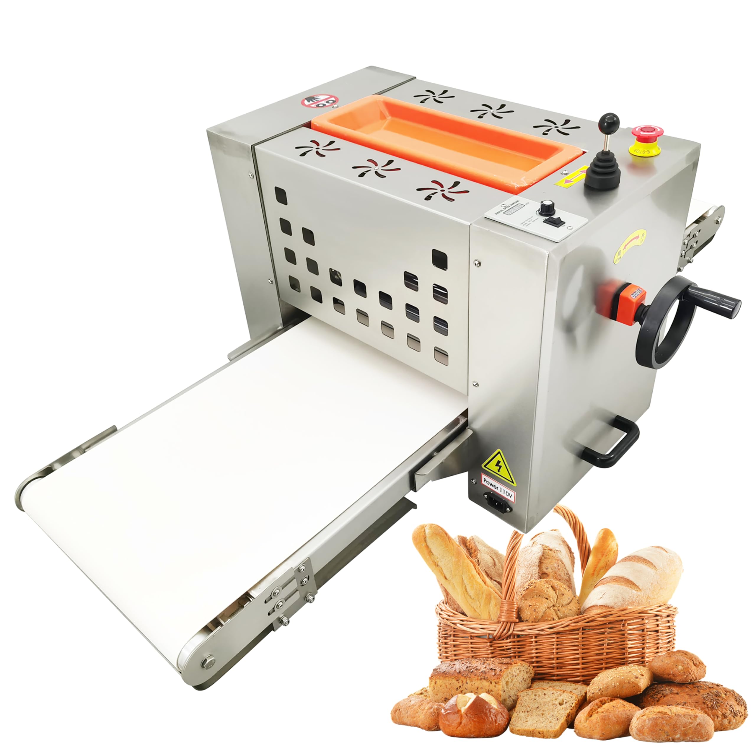 TECHTONGDA Electric Dough Sheeter Machine Countertop Fondant Sheeter Mini Pastry Press Making Machine with 49x13.8