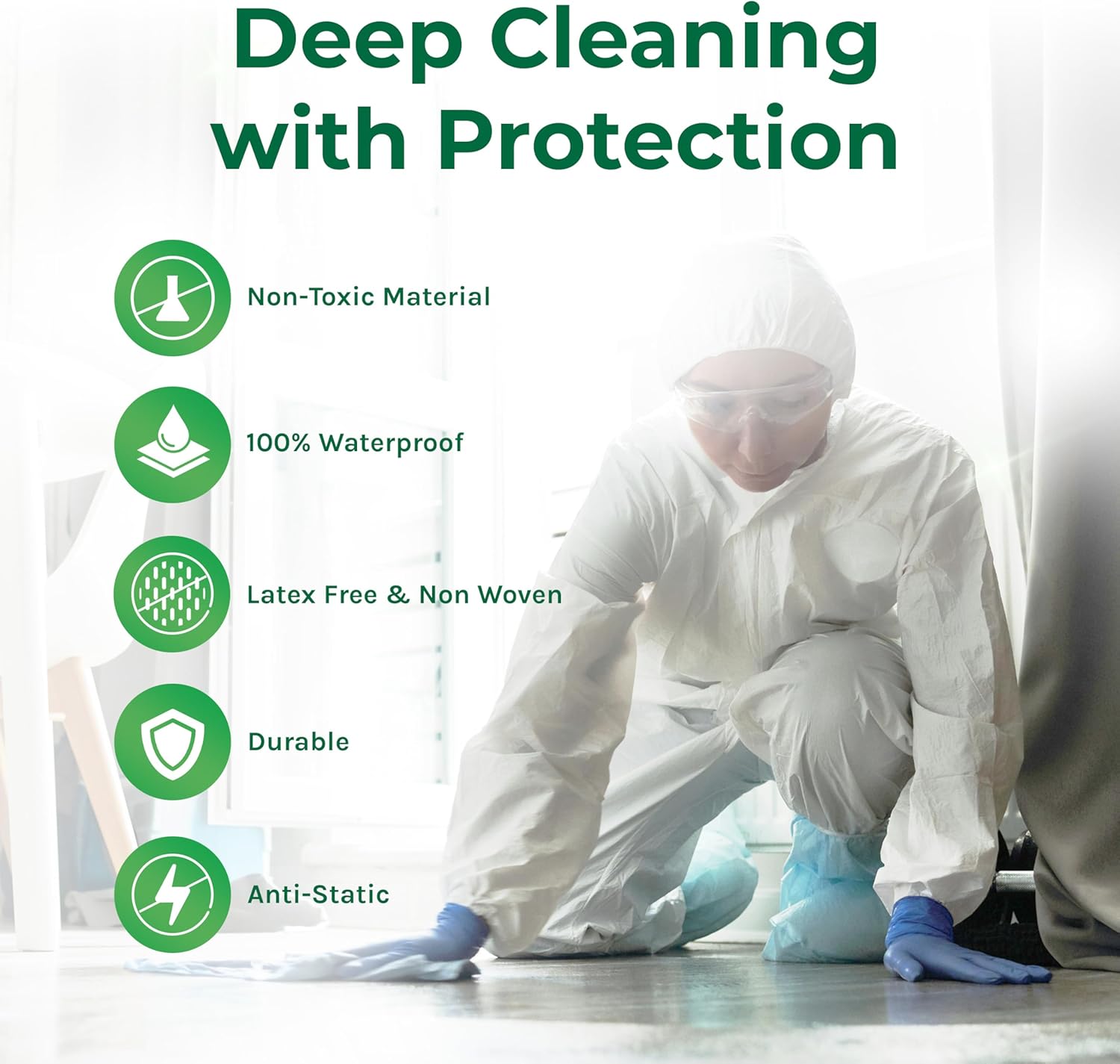 Hygea Natural Extra Strength Bed Bug Spray (128 Oz) & 3X-Large Unisex Adult Coveralls (1 Pack) Bundle - Treat & Protect Bed Bugs, Dust, Mites, Lice, Fleas - Child & Pet Safe Natural Formula