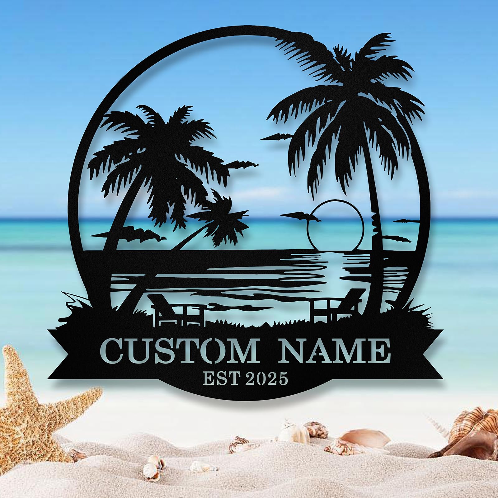 Custom Metal Beach Sign, Personalized Beach Sign Wall Decor for Outdoor