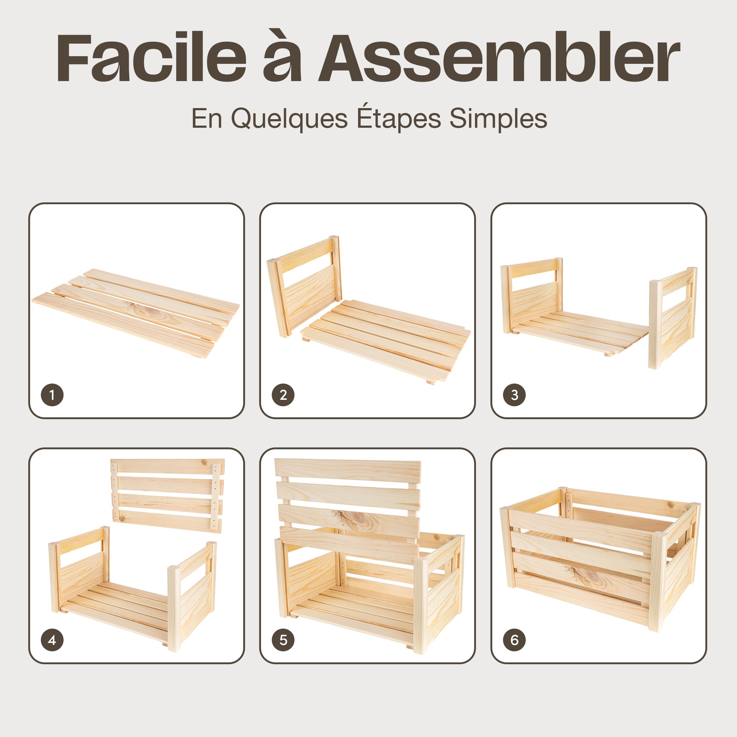PINEEA Caisse pliante en bois - Grande caisse à fruits - Caisse décorative - 69 x 29,5 x PINEEA Caisse pliante en bois - Grande caisse à fruits - Caisse décorative - 69 x 29,5 x
