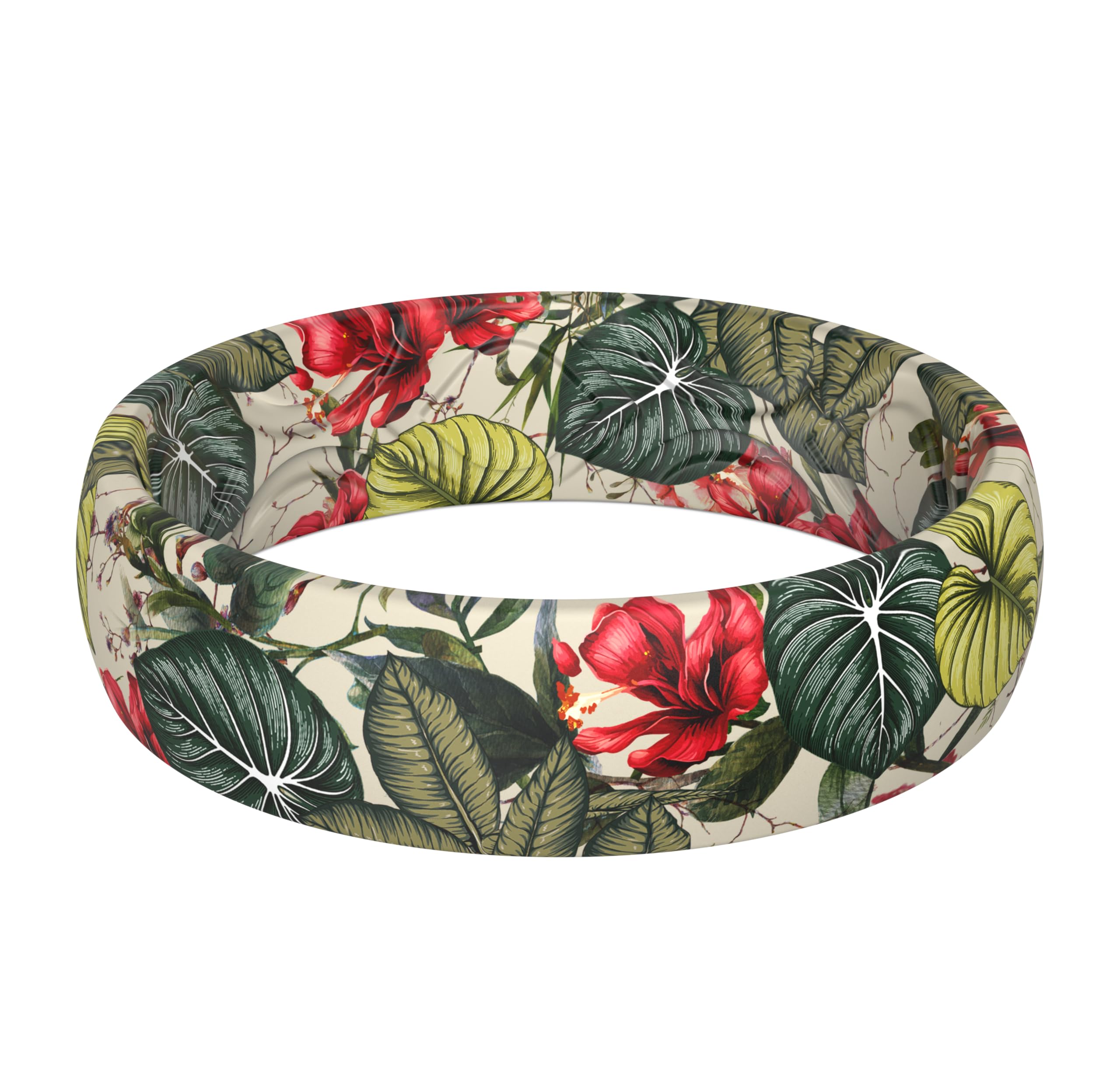 ThunderFit Silicone Wedding Rings for Women, Printed Design Breathable Rubber Engagement Bands 5.5mm Wide 1.8mm Thick