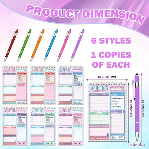 Miniatura 2 de Honoson Juego de 12 bloc de notas para adultos con bolígrafos de 30 páginas cada uno, planificador diario de 5.2 x 7.8 pulgadas, cuaderno de notas