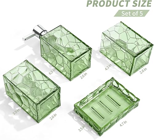 Miniatura 6 de Juego de accesorios de baño verdes con soporte para cepillos de dientes, dispensador de jabón, vaso, jabonera, decoración de baño verde salvia,