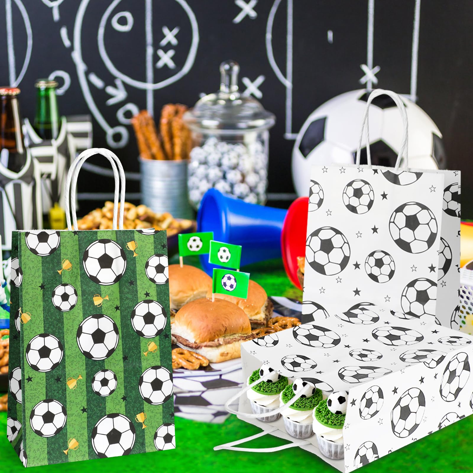 Glodecart 50 Sacchetti Regalo A Tema Calcio | Borse In Plastica Per Bomboniere E Feste | Ideali Per Compleanni E Tornei