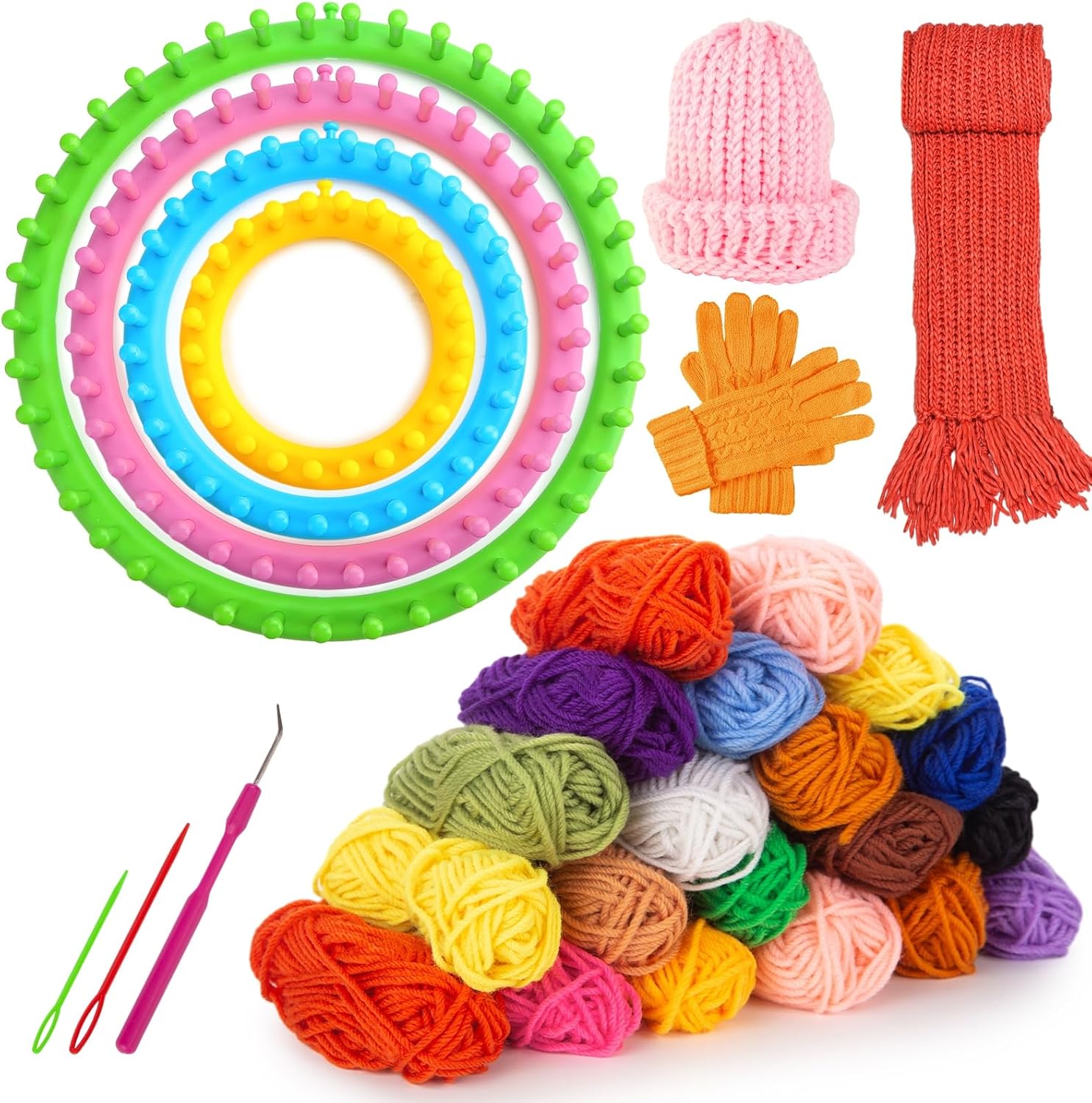 Amazon.com: Shindel 27PCS Knitting Loom Set, Round Knitting Loom Kit ...