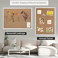 Vista 3 de Board2by Tablero de anuncios de corcho de 24 x 18 pulgadas, tablero de corcho con marco de madera blanca, tablero de oficina para decoración