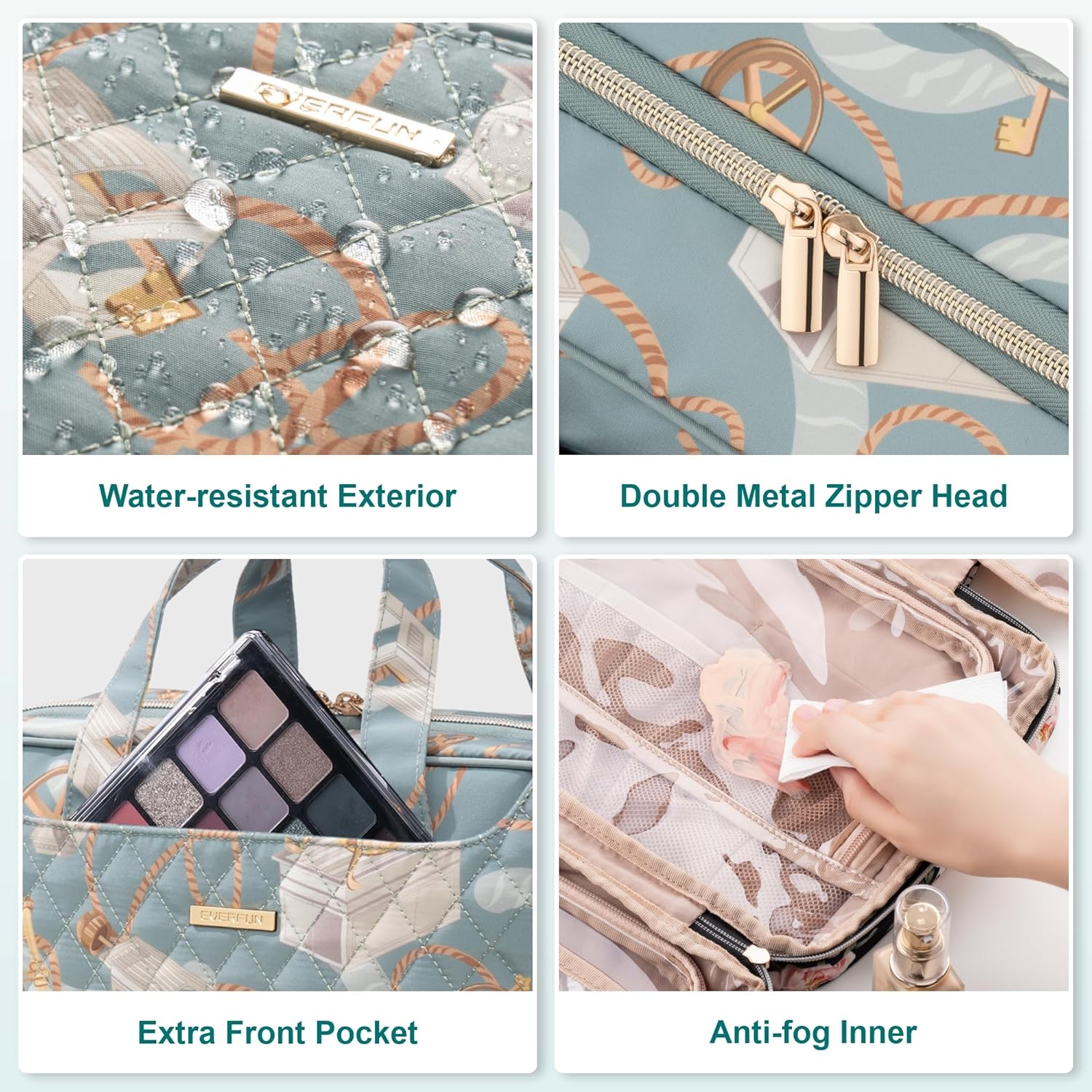 Everfun Hanging Travel Toiletry Bag Valentine's Day Gifts for Women Traveling With Leakproof Compartment Makeup Cosmetic Organizer Dopp Kit Travel Accessories Essentials Must Have - Image 7