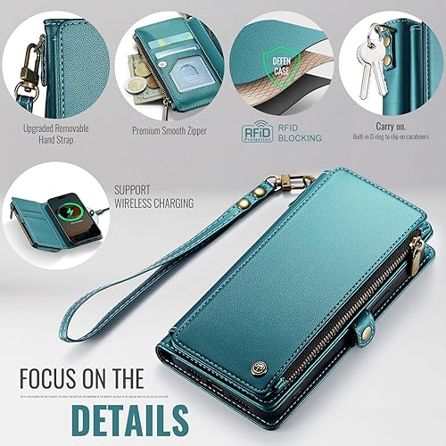 Miniatura 5 de Defencase Funda compatible con iPhone XXS con tarjetero de bloqueo RFID para mujeres y hombres, de piel sintética a la moda, con cierre magnético,
