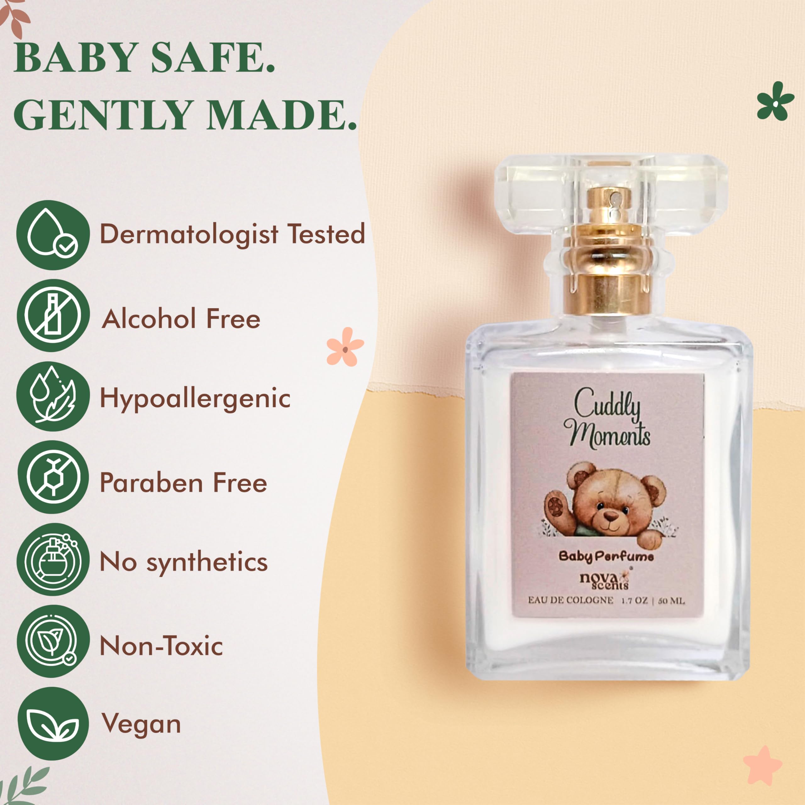 Nova Scents Baby Cologne & Perfume, Alcohol-Free, Floral Fresh Powdery, 1.7 oz