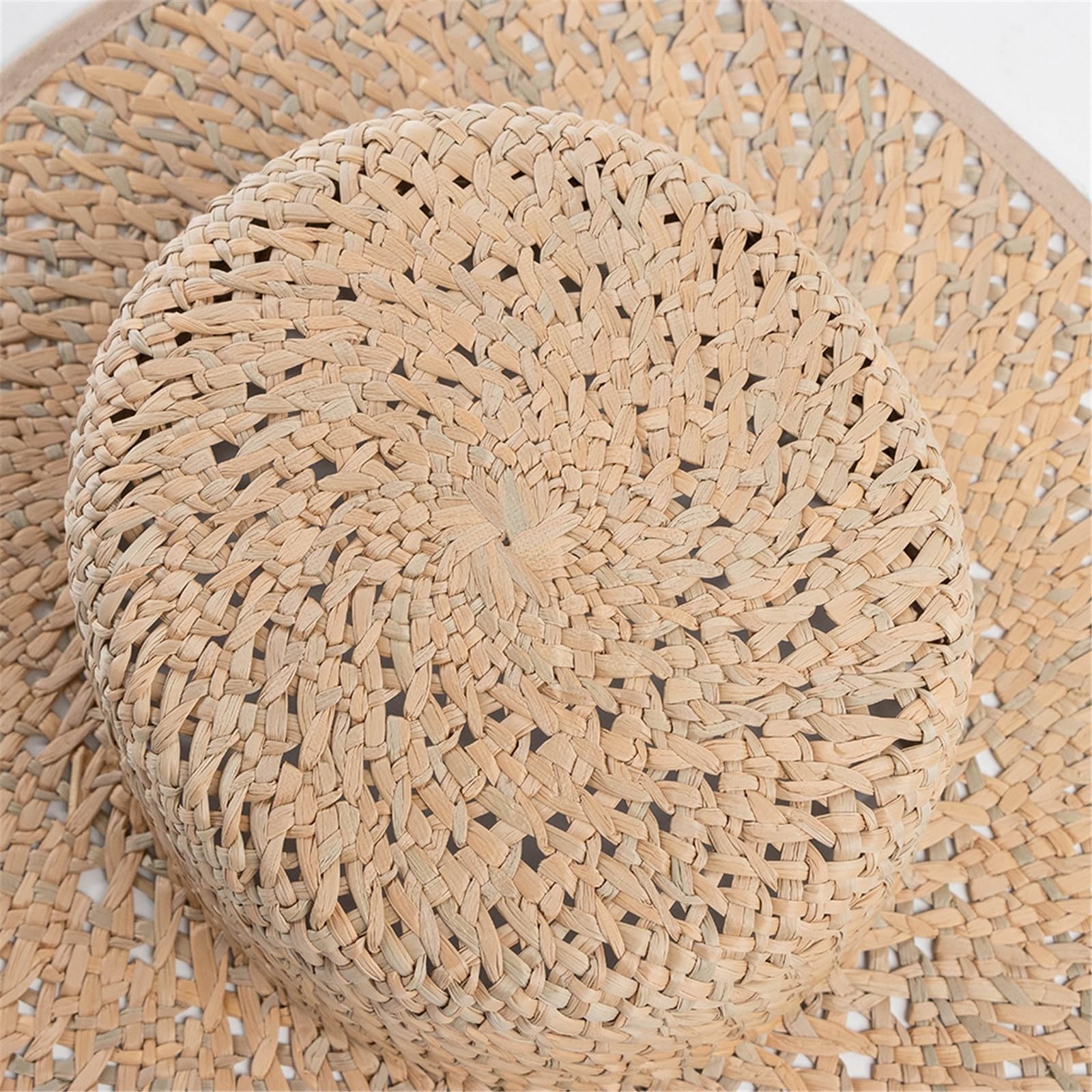 Generico Cappello da Sole in Paglia Naturale da Donna - Cappello da Spiaggia a Tesa Larga Intrecciato a Mano per Viaggi e attività all'aperto