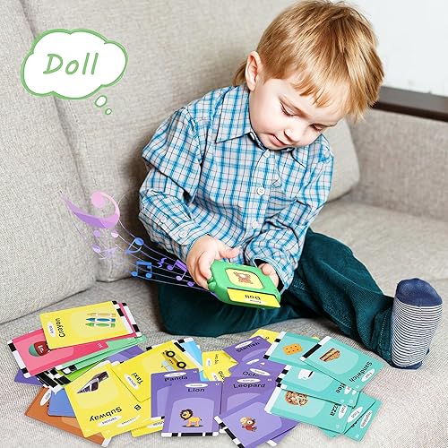 Miniatura 20 de Tarjetas flash parlantes, tarjetas flash para niños con 240 palabras visuales, juguetes Montessori, juguetes sensoriales para autismo, juguetes