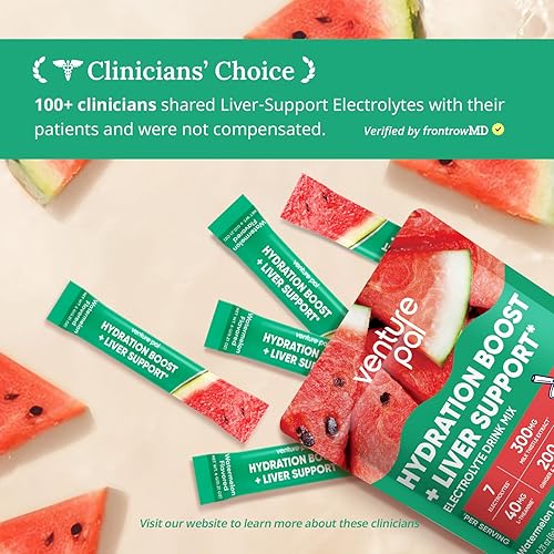 Miniatura 6 de Venture Pal Paquetes de hidratación + soporte hepático, paquetes líquidos de electrolitos diarios IV en polvo con 7 electrolitos y 5 vitaminas,