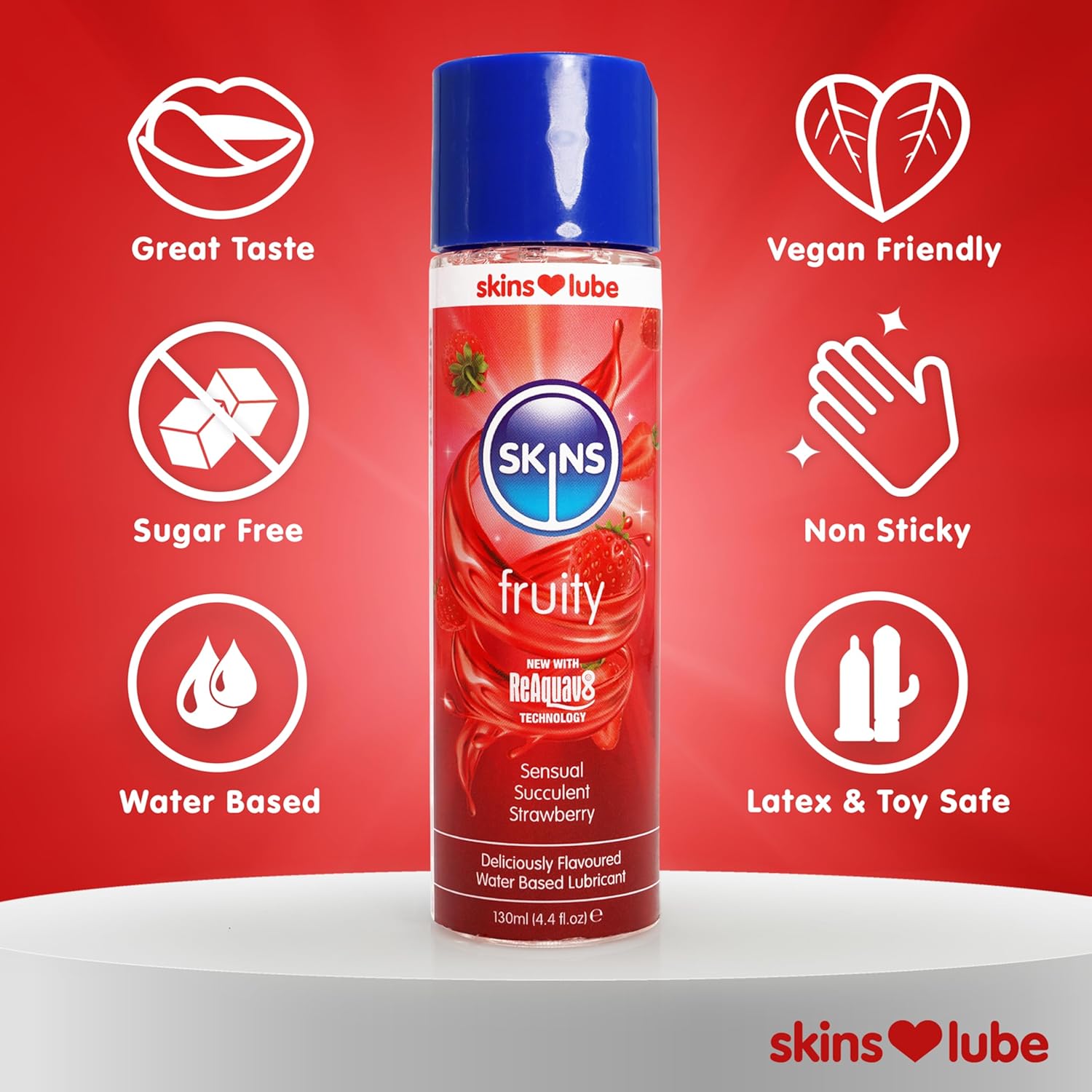 Skins Bundled Flavored Lube Gel - Flavored Adult Lube for Oral and Fruity Edible Lubricants - Strawberry + Mango & Passionfruit + Watermelon