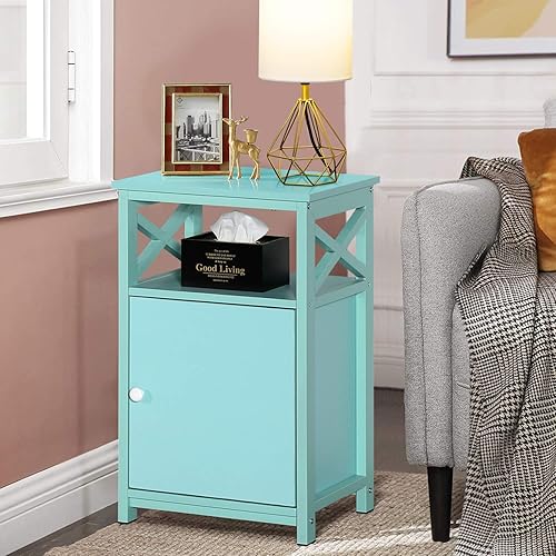 Miniatura 56 de VECELO Mesitas de noche, mesa auxiliar industrial/mesas auxiliares con cajón y estante de almacenamiento, mesitas de noche para dormitorio, sala de