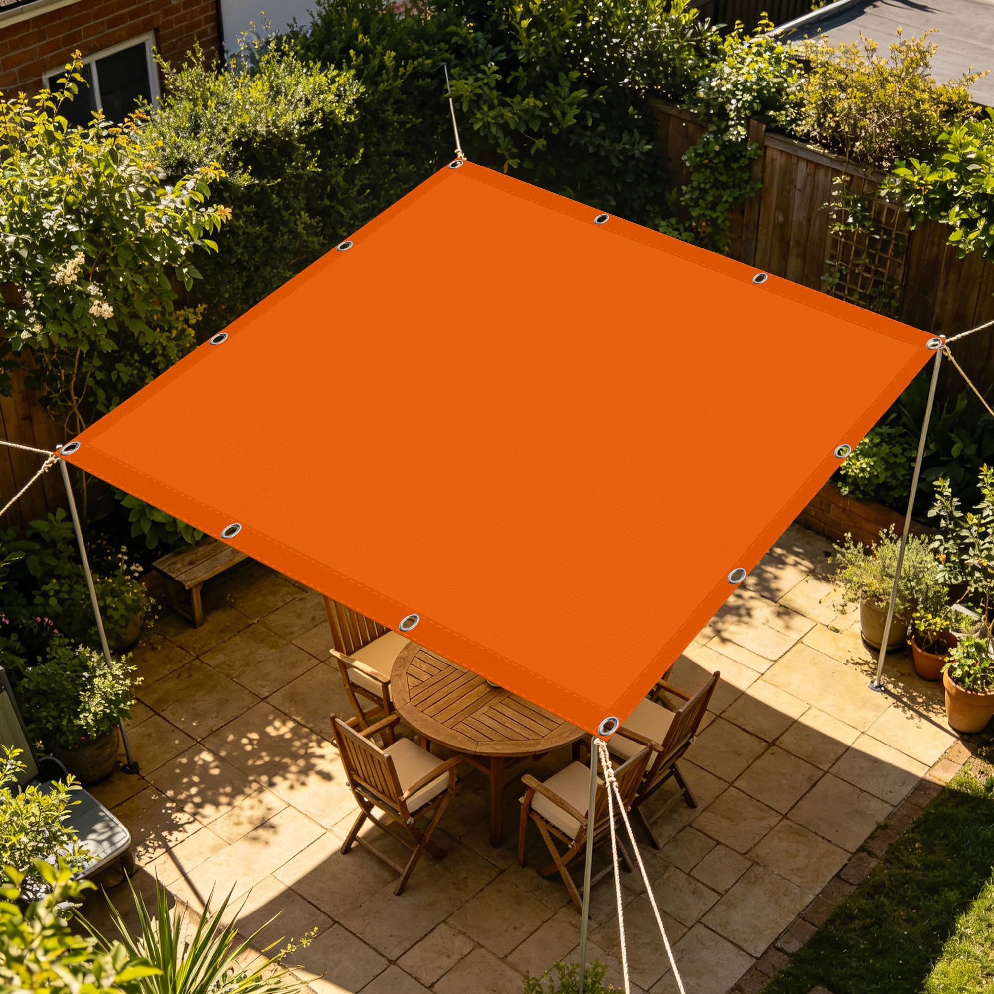 Voile d'ombrage imperméable 4.5x5 m contre le vent pour grand jardin