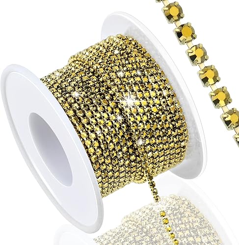 Dowarm Cadena de cierre de diamantes de imitación de cristal de 10 yardas de 0.079 pulgadas para coser zapatos Crocs ropa, vasos, cadena de