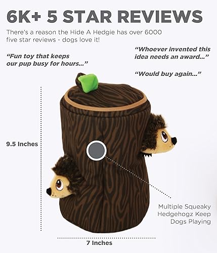 Miniatura 3 de Outward Hound Hide A Hedgie - Juguete de rompecabezas de peluche para perro, L