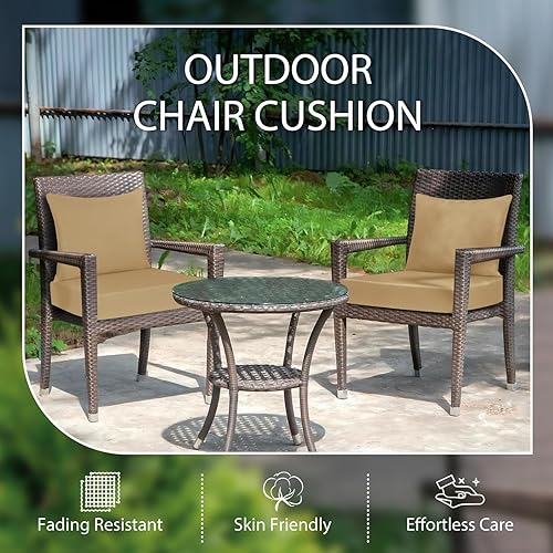 Miniatura 6 de LOVTEX Juego de cojines de asiento profundo para exteriores, resistentes al agua, 24 x 24 pulgadas, cojines para sillas de patio para muebles de