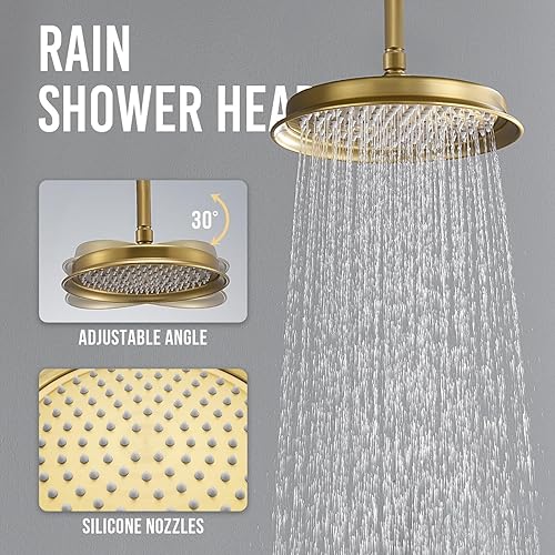 Miniatura 3 de DASAN Juego de grifos de ducha antiguos, sistema completo de ducha de lluvia en la pared con chorros de ducha corporal, accesorios de ducha de oro