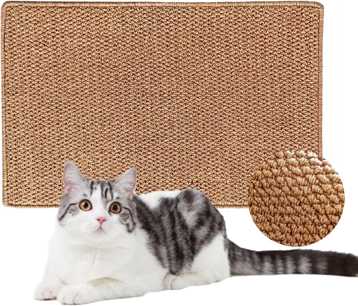 KEYIDE Soft Sisal Cat Scratching Pad Rug Faux Jute Cat Scratchers Mat for Indoor Pets Grinding Claws Nails Cat Furniture Protector for Couch, 32"x20"