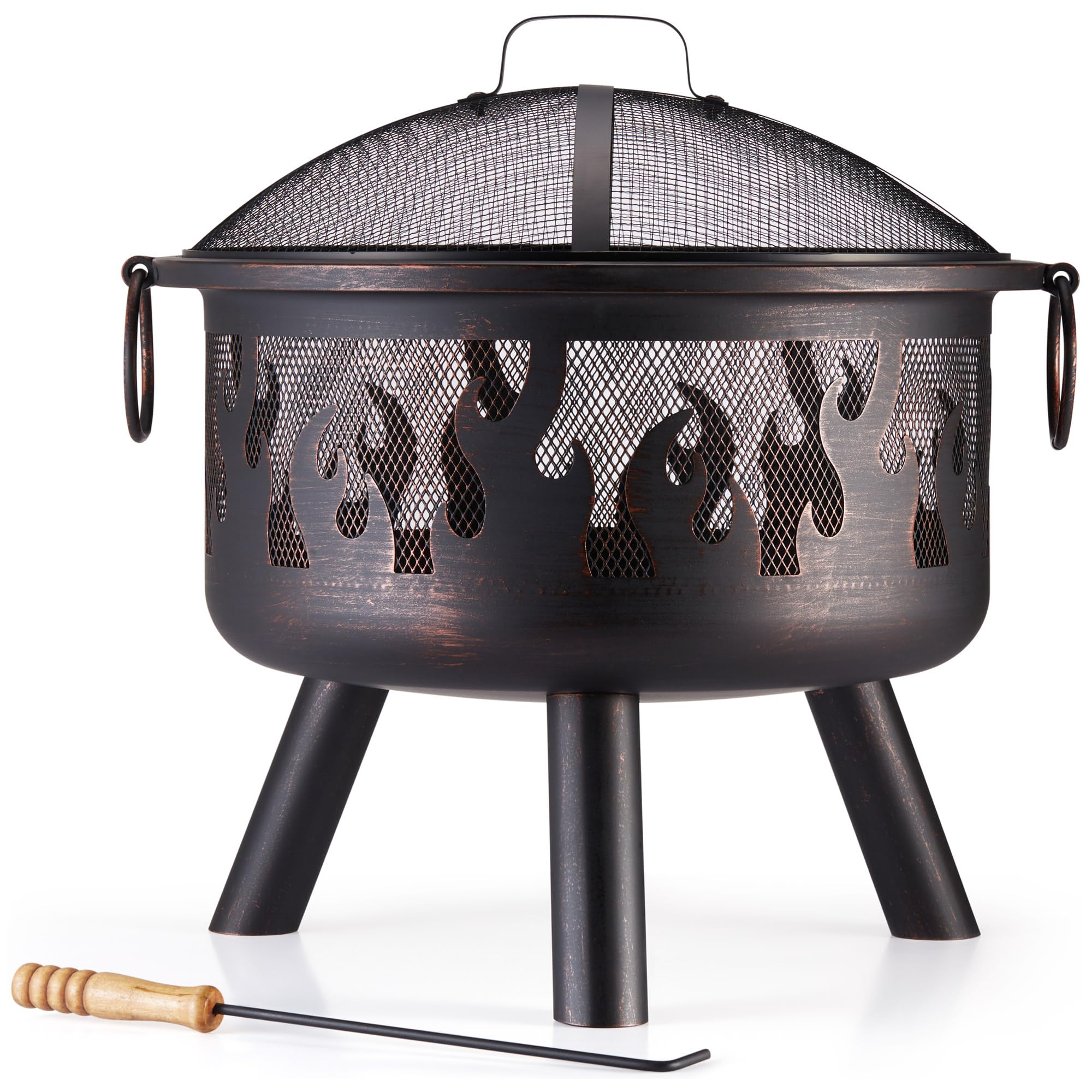 VonHaus Fire Pit Portable Black Bronzed Steel