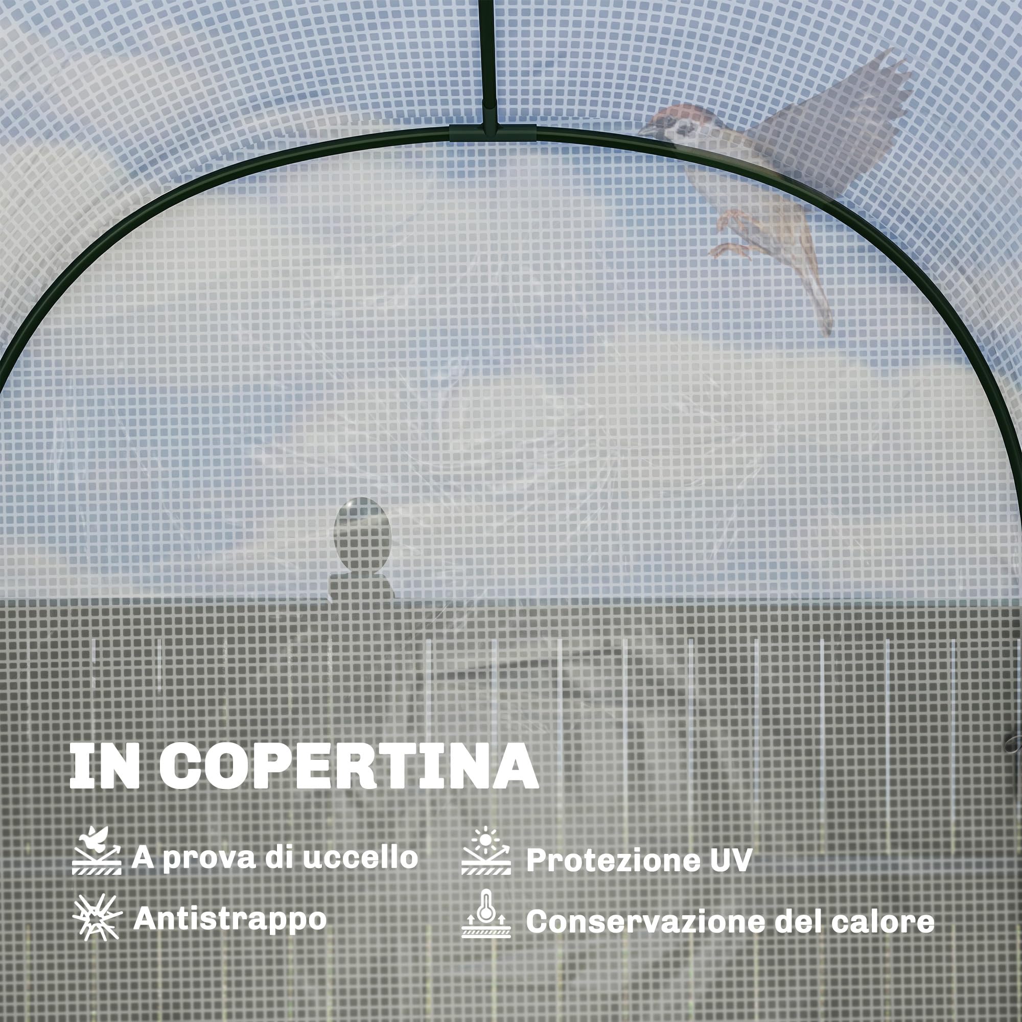 Outsunny Serra da Giardino con Scaffali a 2 Livelli e Porta Avvolgibile, Serra per Orto con Struttura in Acciaio, Copertura in PE Anti-UV, per Orto Verdure Fiori Piante, 123x187x189 cm, Bianco