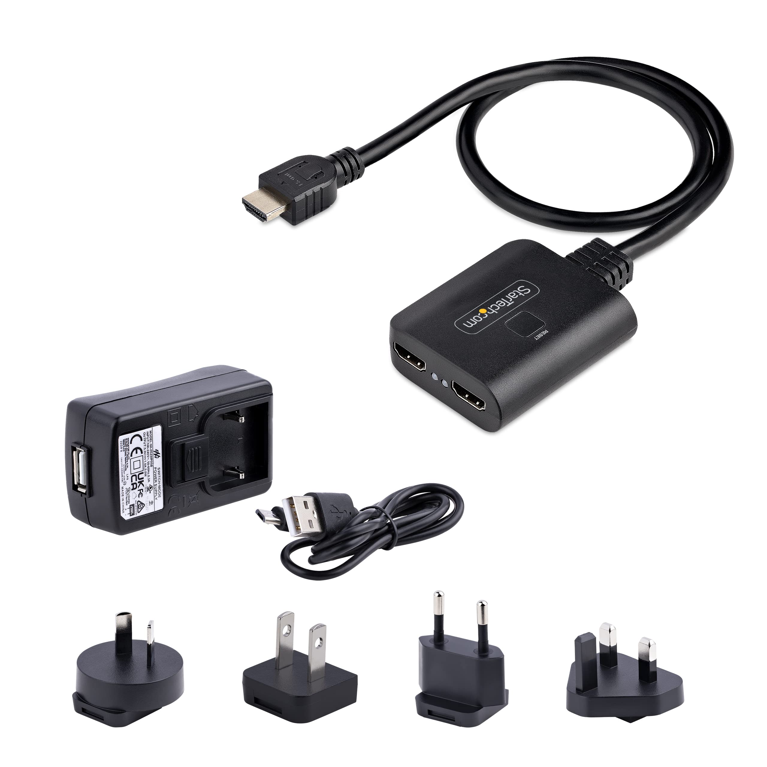 StarTech Splitter HDMI 1 a 2, 4K 60Hz HDMI 2.0, HDR, Cavo Integrato 50cm | Duplica un Segnale HDMI su 2 Display