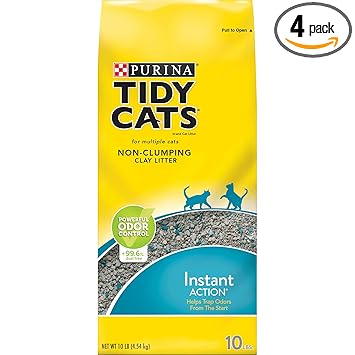 Purina Tidy Cats Non Clumping Cat Litter, Instant Action Low Tracking Cat Litter - (4) 10 lb. Bags