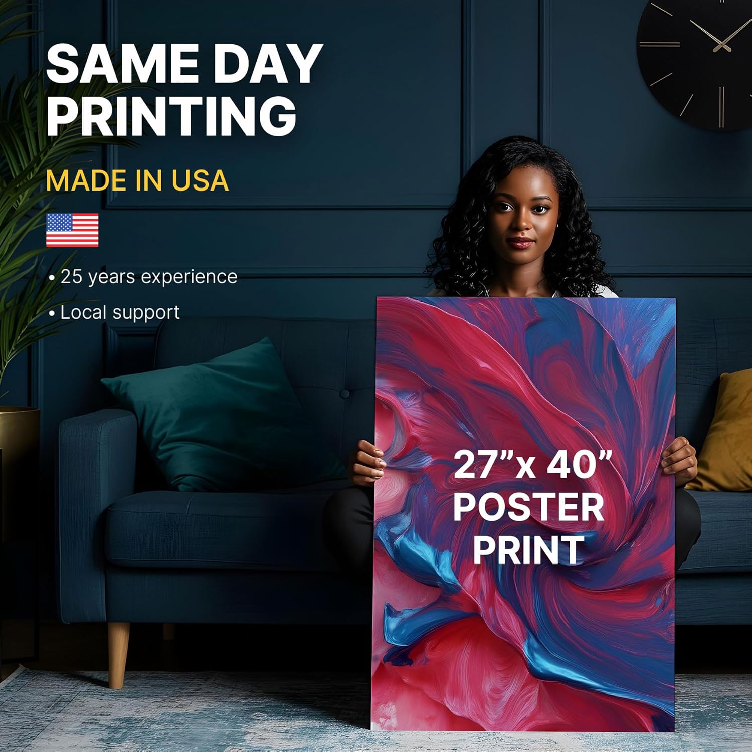 Premium Custom Poster Print on 27" x 40" Photo Quality Paper - Same Day Printing Custom Posters - Customizable Poster with Your Unique Image/Photo - Personalized Poster Shipped in Strengthened Tube
