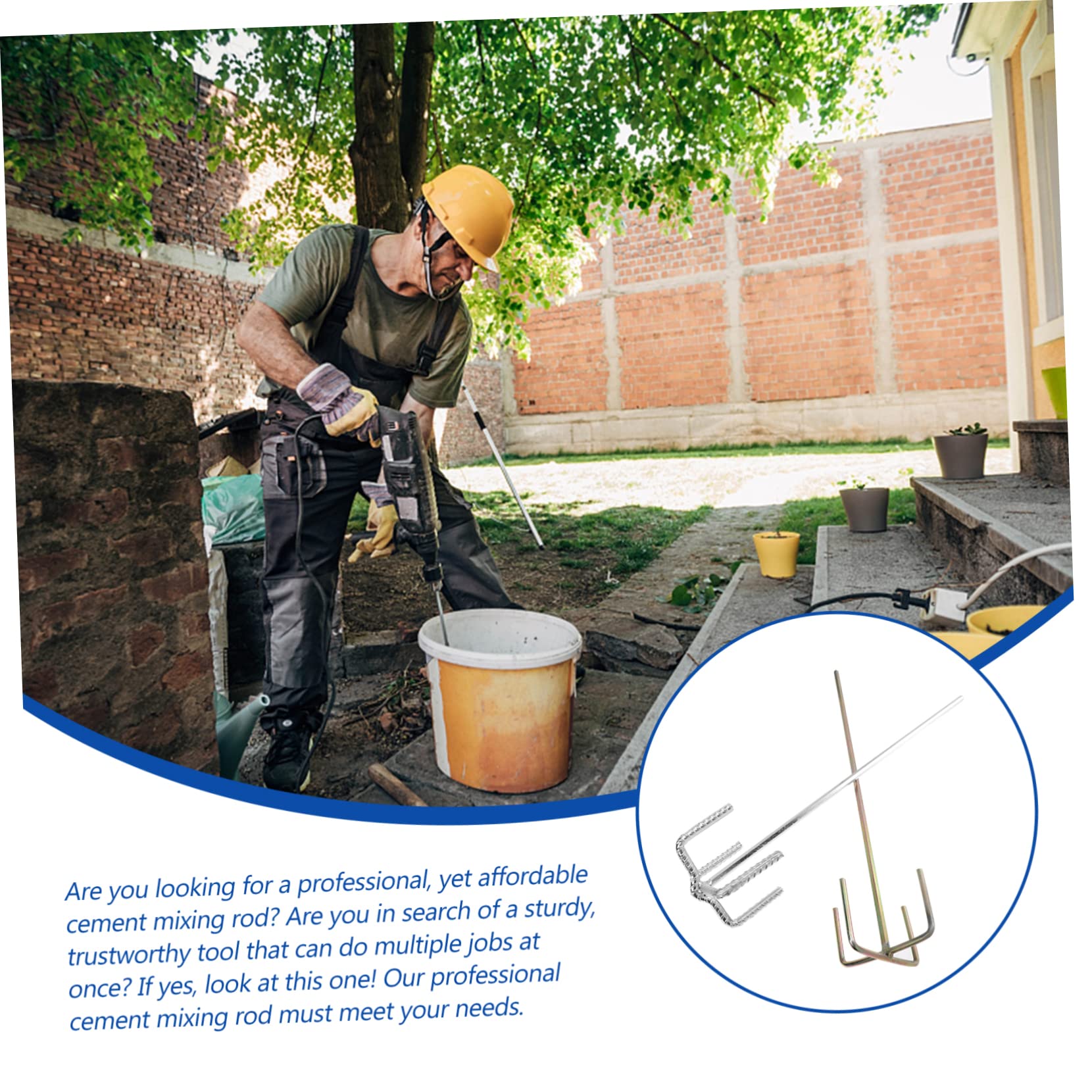 Operitacx 2 Varillas Agitadoras para Taladro Eléctrico Mezclador de Pintura y Mortero Acero Carbono Resistente Oxidación para Construcción y Hogar
