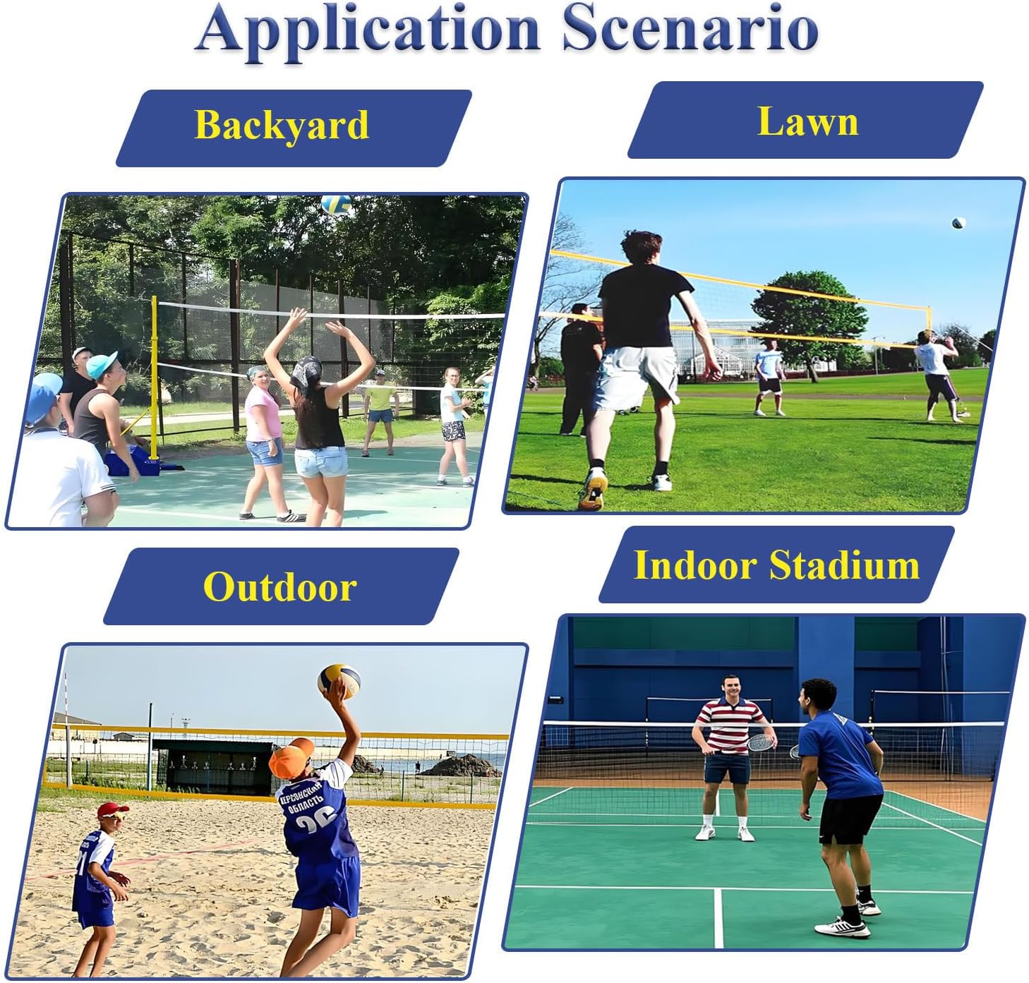 Portable Outdoor Heavy Duty Badminton Poles,Volleyball Pole with Volleyball Net/Badminton Net,Adjustable 5 Heights, Suitable for Adults