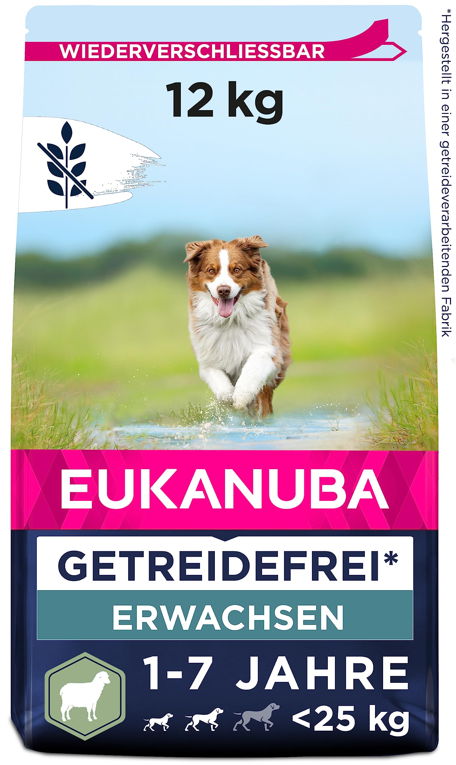 Eukanuba Hundefutter getreidefrei mit Lamm für kleine und mittelgroße Rassen - Trockenfutter für ausgewachsene Hunde, 12 kg
