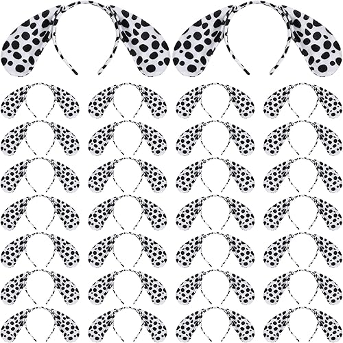 Kigeli 30 diademas de orejas de dálmata, diadema de orejas de animal, disfraz de Halloween, disfraz de dálmata para cumpleaños, Navidad, fiesta de