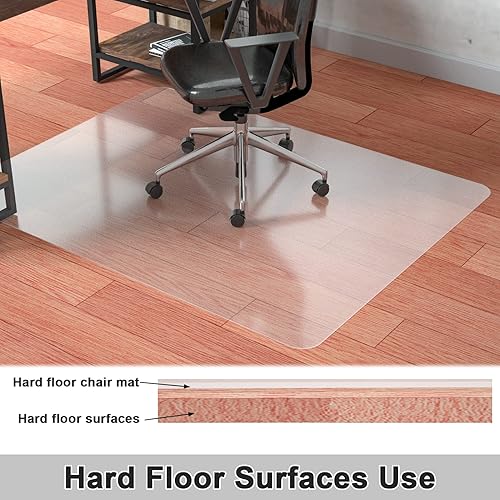 Miniatura 3 de Tapete para silla de oficina para suelo de madera dura, 60 x 46 pulgadas, tapete transparente para silla de escritorio para suelos duros, tapete