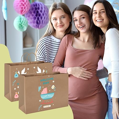 Miniatura 5 de MESHA Bolsas de papel grandes de 16 x 6 x 12 pulgadas, bolsas de regalo de papel kraft marrón, paquete de 50 bolsas a granel, bolsa de compras para