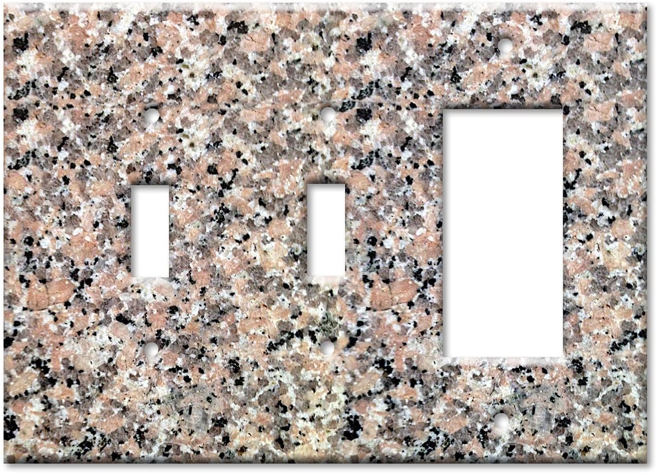 Art Plates - OVERSIZED Switch Plate - OVER SIZE Decorative Metal Wall Plate - Combo: Toggle - Toggle - Decora - Brown Granite (PRINTED IMAGE) - (Made in USA)