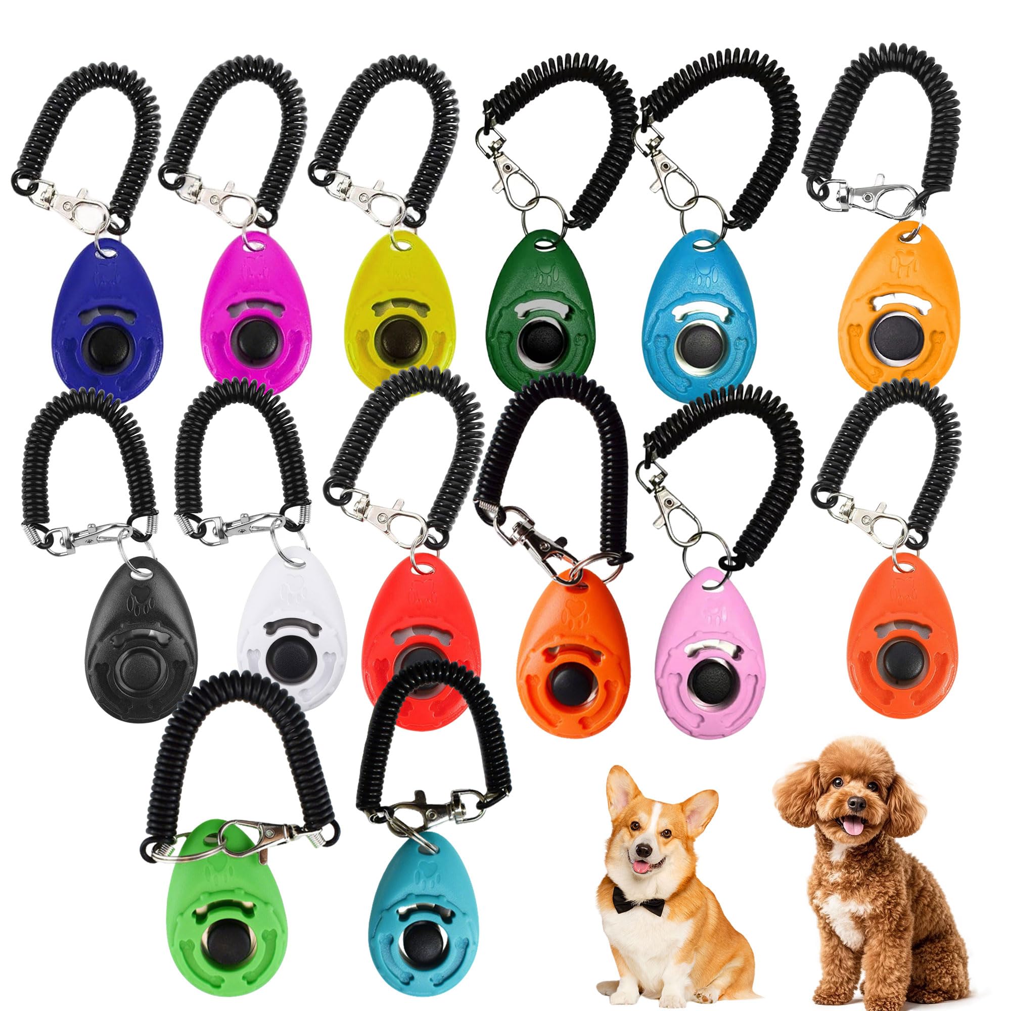 Mechioo 14PCS Dog Clickers for Training with Wrist Strap, 14 Colors