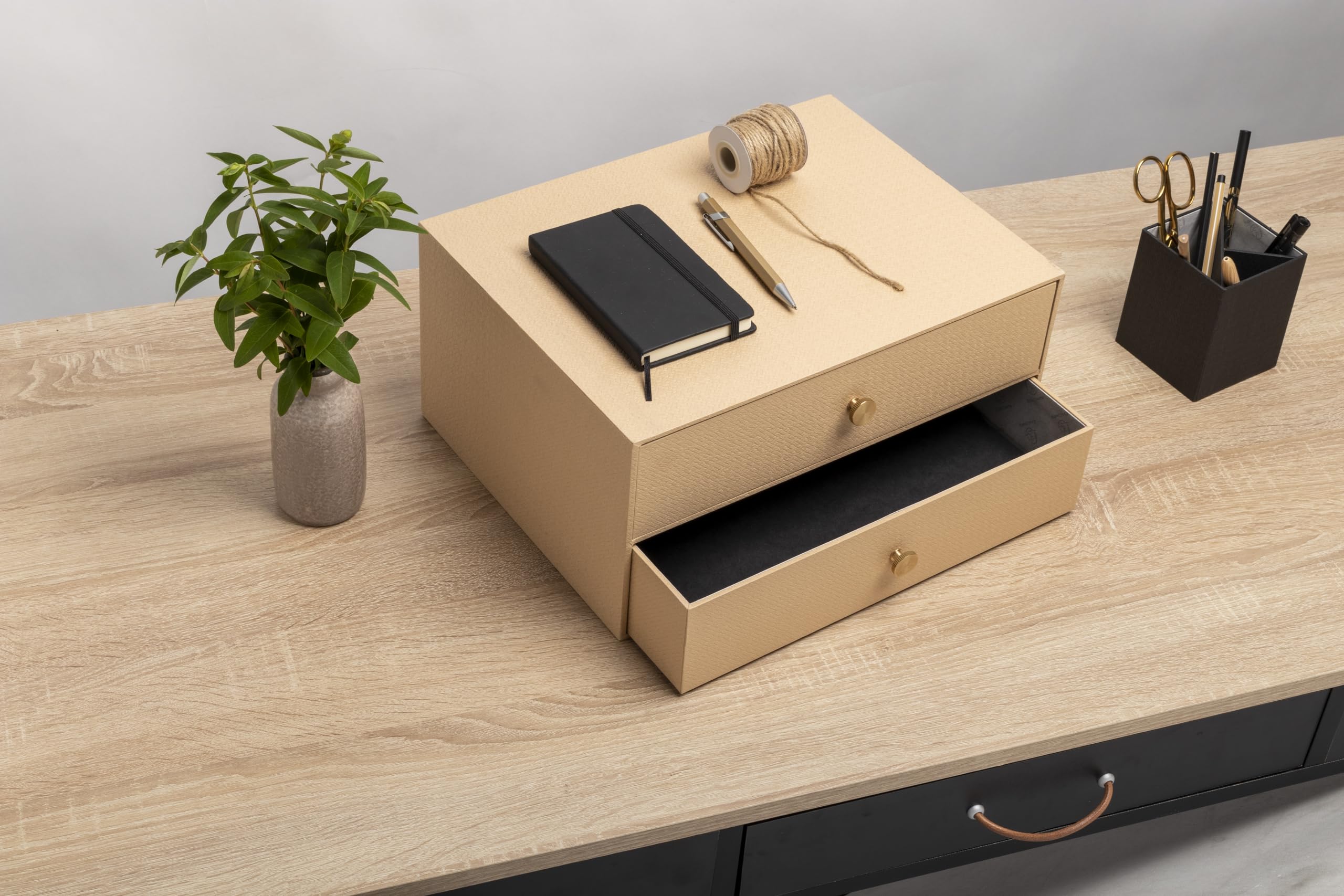 Exacompta - Réf. 30602E - Module de rangement à 2 tiroirs Office By Me - En carton recyclé - Pour document A4+, Dimensions : Profondeur 17x largeur 35,5 x Hauteur 27cm - Coloris Beige